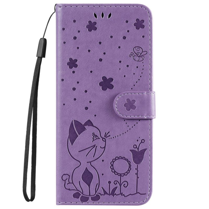 Custodia in pelle iPhone 14 Pro Max Strappy Cat E Api