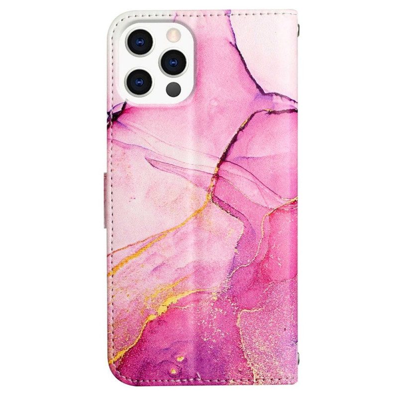 Custodia in pelle iPhone 14 Pro Max Striscia Di Marmo