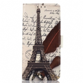 Custodia in pelle iPhone 14 Pro Max Torre Eiffel Del Poeta