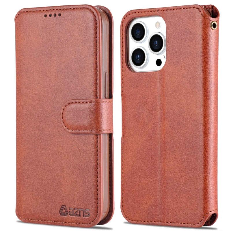 Folio Cover iPhone 14 Pro Max Azns Ecopelle