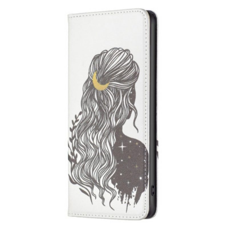 Folio Cover iPhone 14 Pro Max Custodia in pelle Bei Capelli