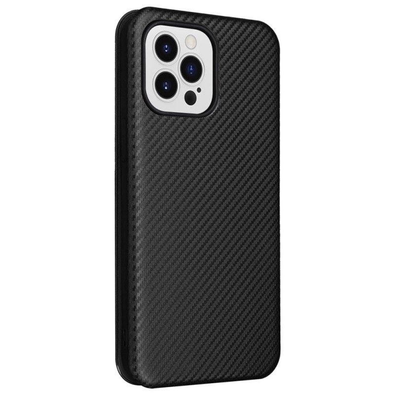 Folio Cover iPhone 14 Pro Max Custodia in pelle Fibra Di Carbonio