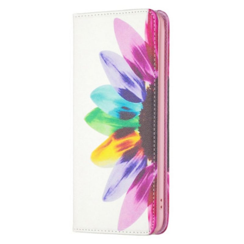 Folio Cover iPhone 14 Pro Max Custodia in pelle Fiore Dell'acquerello