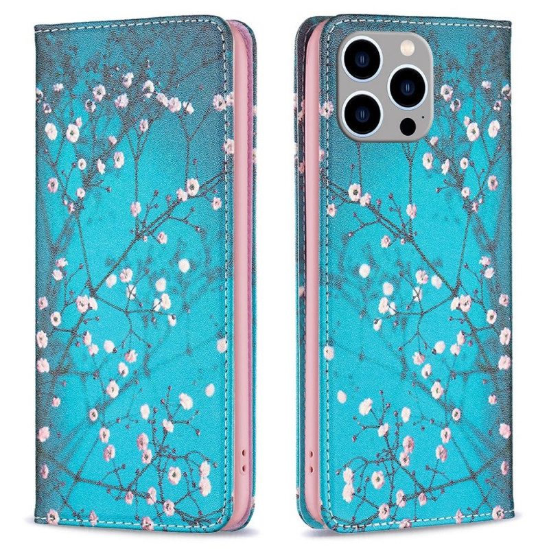 Folio Cover iPhone 14 Pro Max Custodia in pelle Floreali