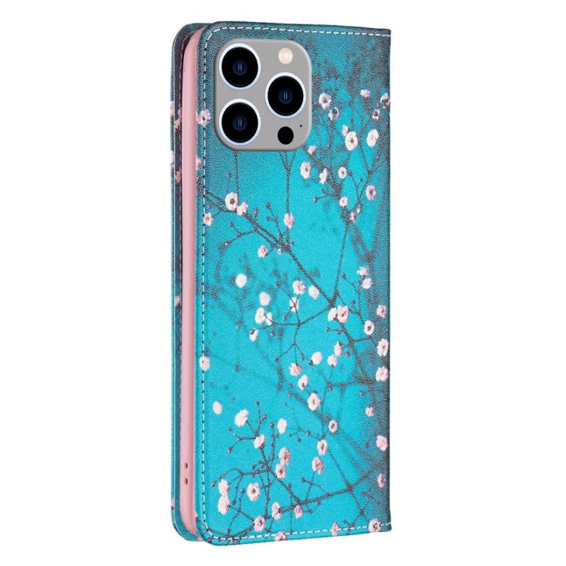 Folio Cover iPhone 14 Pro Max Custodia in pelle Floreali