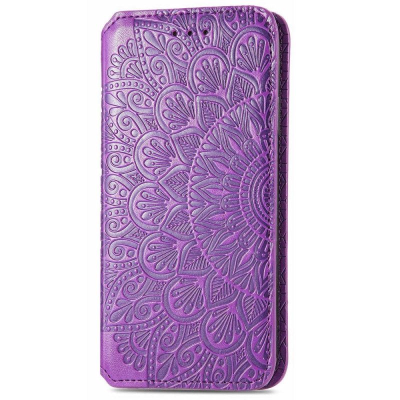 Folio Cover iPhone 14 Pro Max Custodia in pelle Foglie Tribali