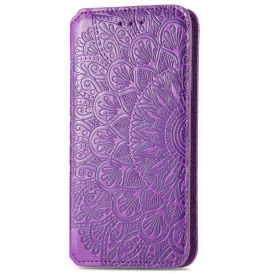 Folio Cover iPhone 14 Pro Max Custodia in pelle Foglie Tribali