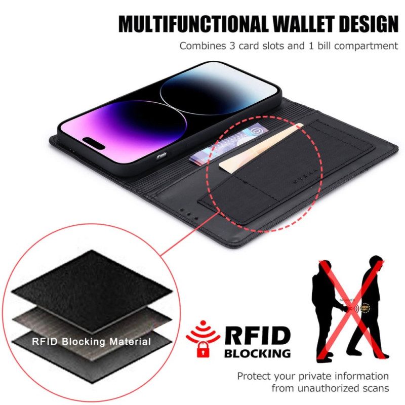 Folio Cover iPhone 14 Pro Max Custodia in pelle Rfid