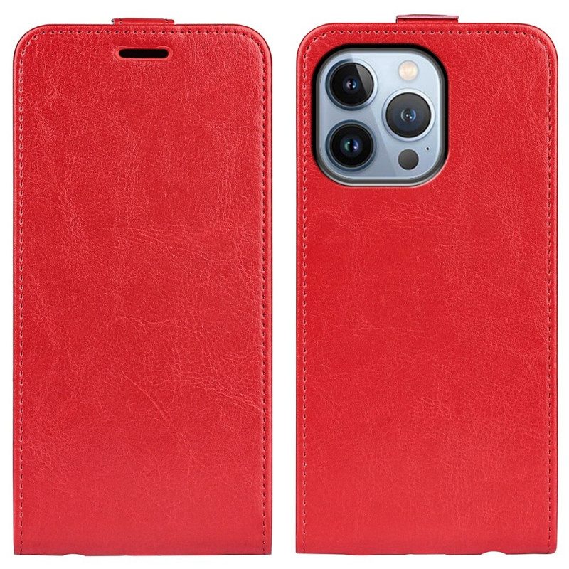 Folio Cover iPhone 14 Pro Max Custodia in pelle Ribalta Verticale Effetto Pelle