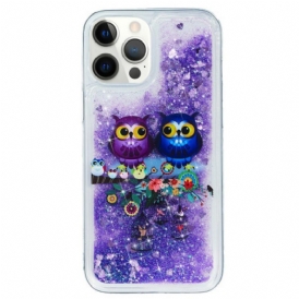 Cover iPhone 15 Pro Coppia Di Gufi Glitterati