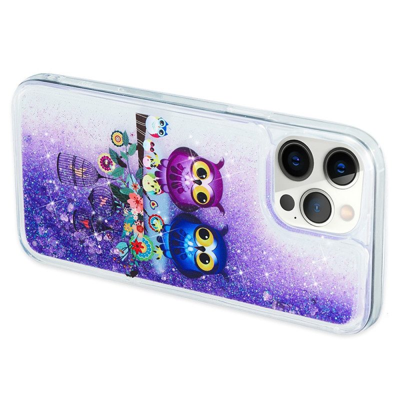 Cover iPhone 15 Pro Coppia Di Gufi Glitterati