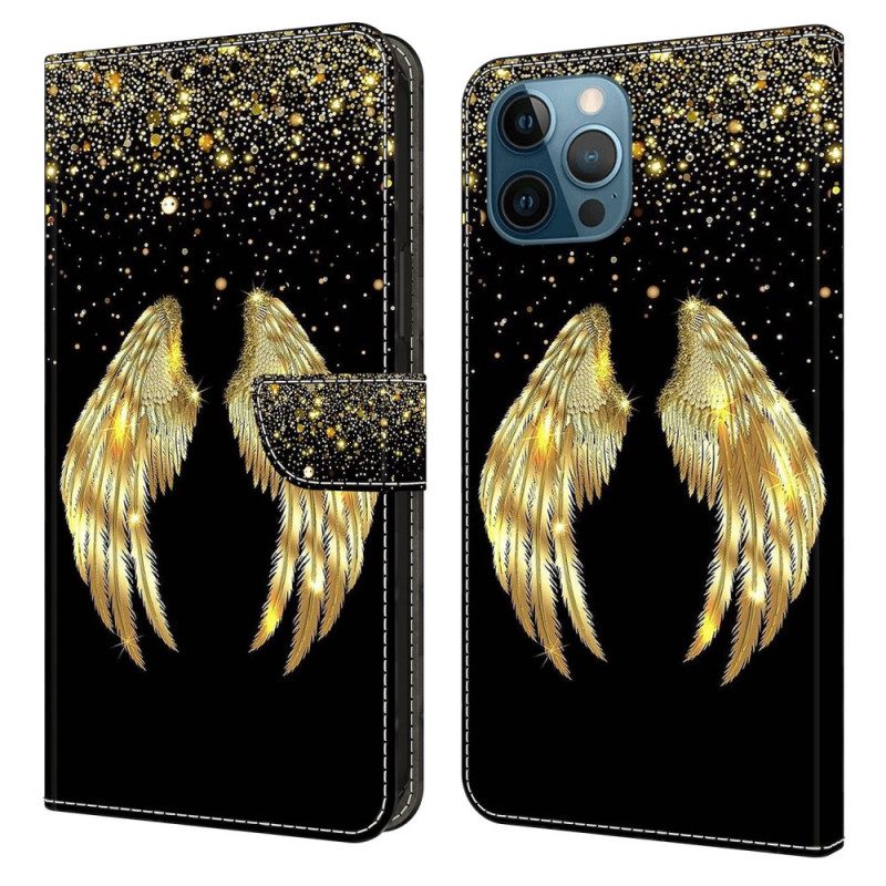 Custodia in pelle iPhone 15 Pro Ali D'oro