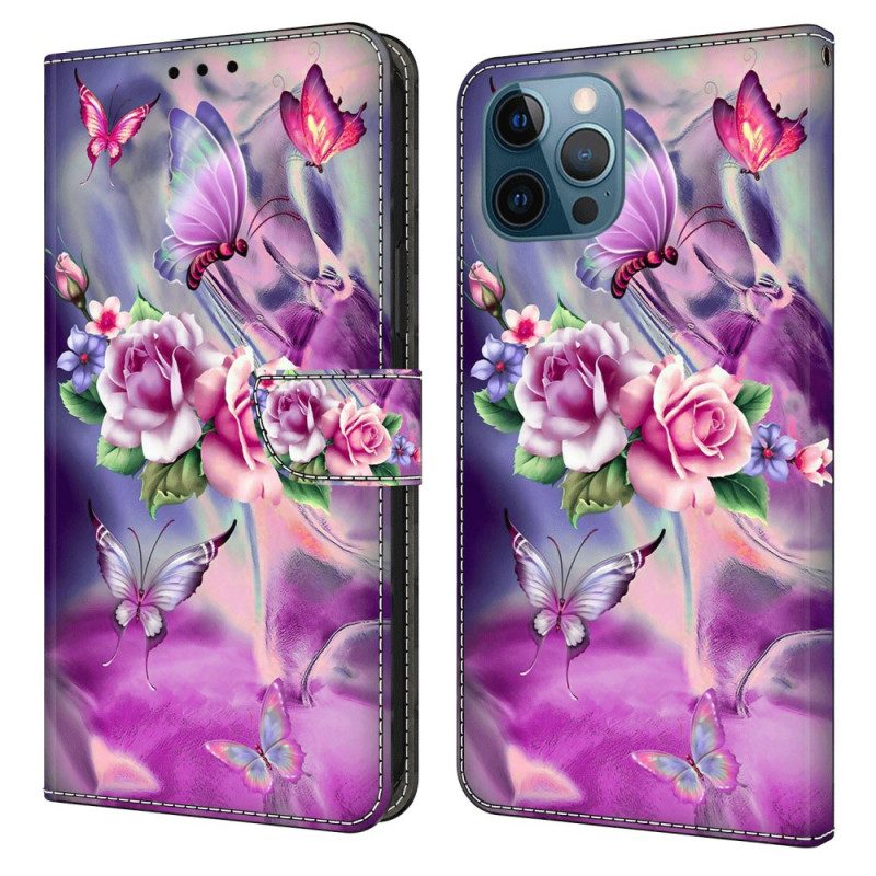 Custodia in pelle iPhone 15 Pro Bellissimi Fiori