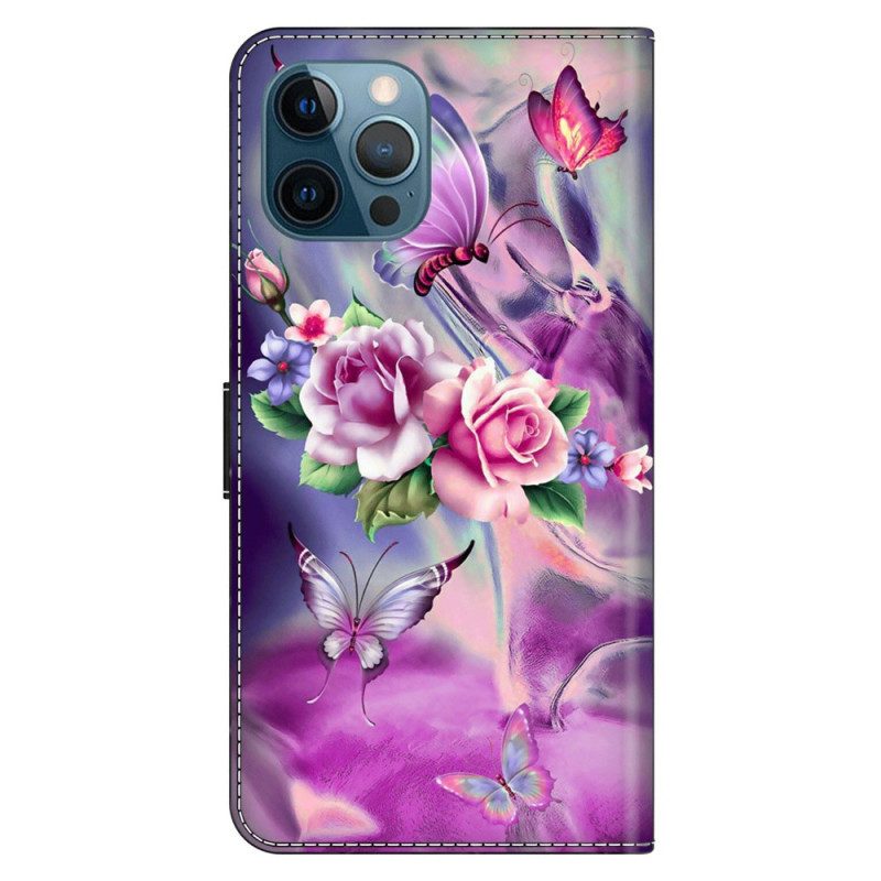 Custodia in pelle iPhone 15 Pro Bellissimi Fiori