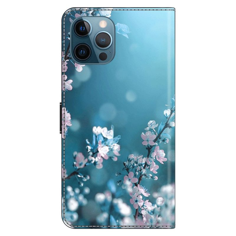 Custodia in pelle iPhone 15 Pro Fiori Di Pruno