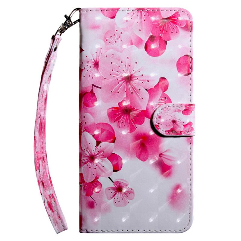 Custodia in pelle iPhone 15 Pro Fiori Per Cinturino