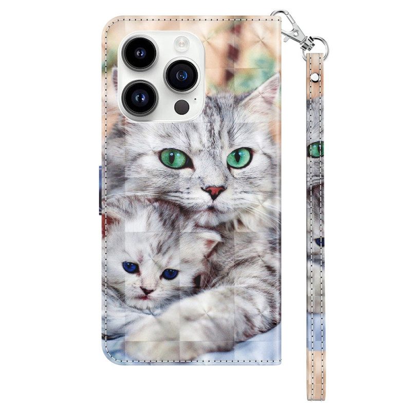 Custodia in pelle iPhone 15 Pro Teneri Gatti Perizoma