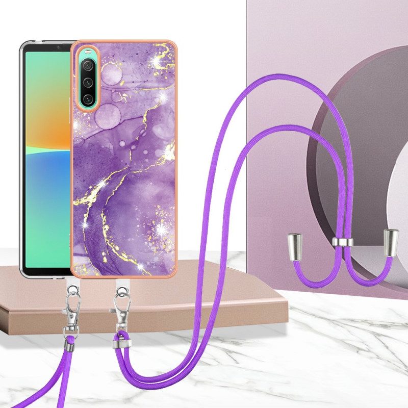 Cover Sony Xperia 10 IV Con Cordone Di Marmo