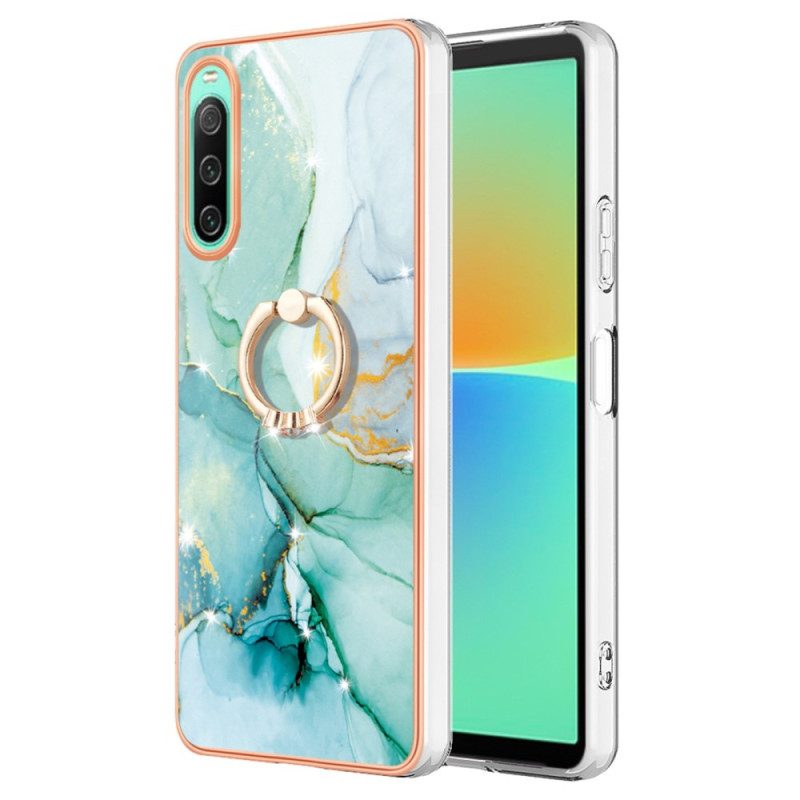 Cover Sony Xperia 10 IV Marmo Con Supporto Ad Anello