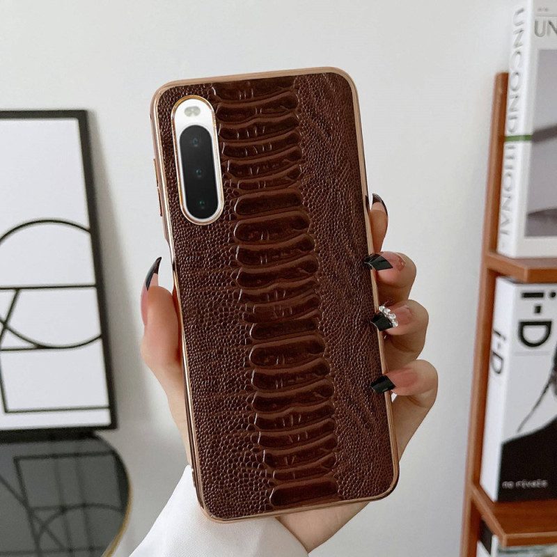 Cover Sony Xperia 10 IV Vera Pelle Stile Coccodrillo