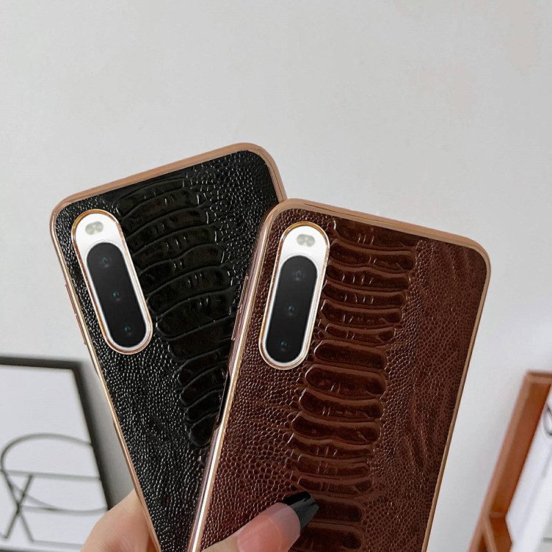 Cover Sony Xperia 10 IV Vera Pelle Stile Coccodrillo