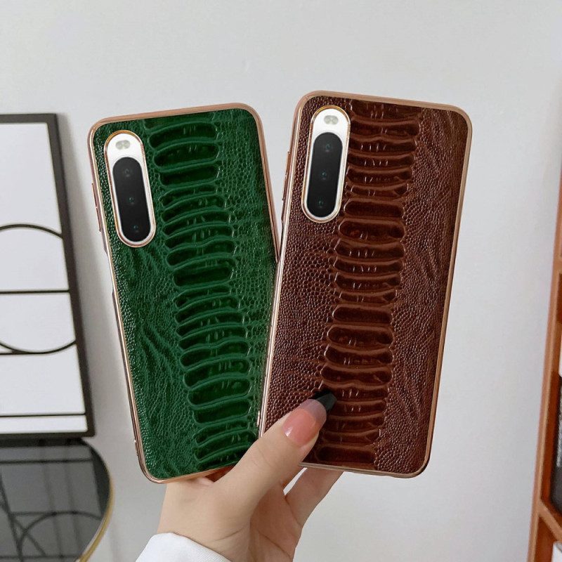 Cover Sony Xperia 10 IV Vera Pelle Stile Coccodrillo