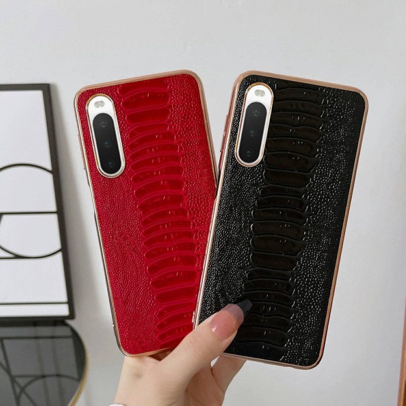 Cover Sony Xperia 10 IV Vera Pelle Stile Coccodrillo