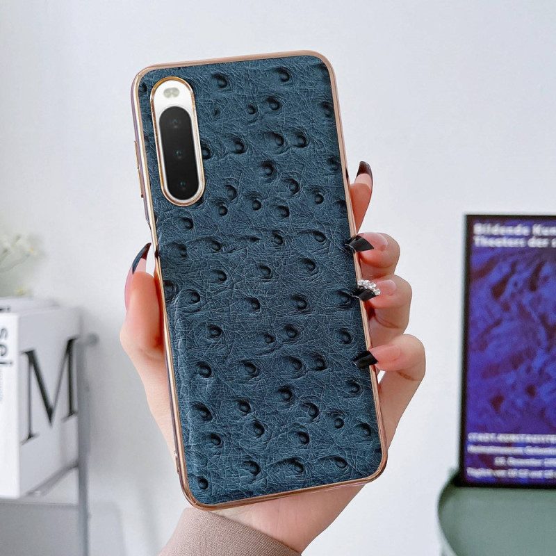 Cover Sony Xperia 10 IV Vera Pelle Stile Struzzo