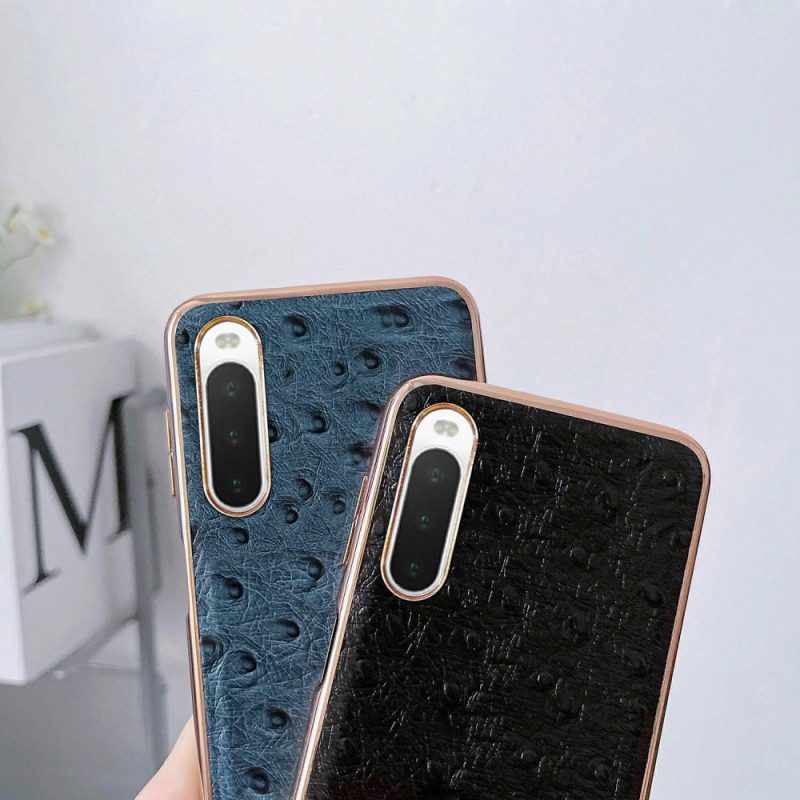 Cover Sony Xperia 10 IV Vera Pelle Stile Struzzo