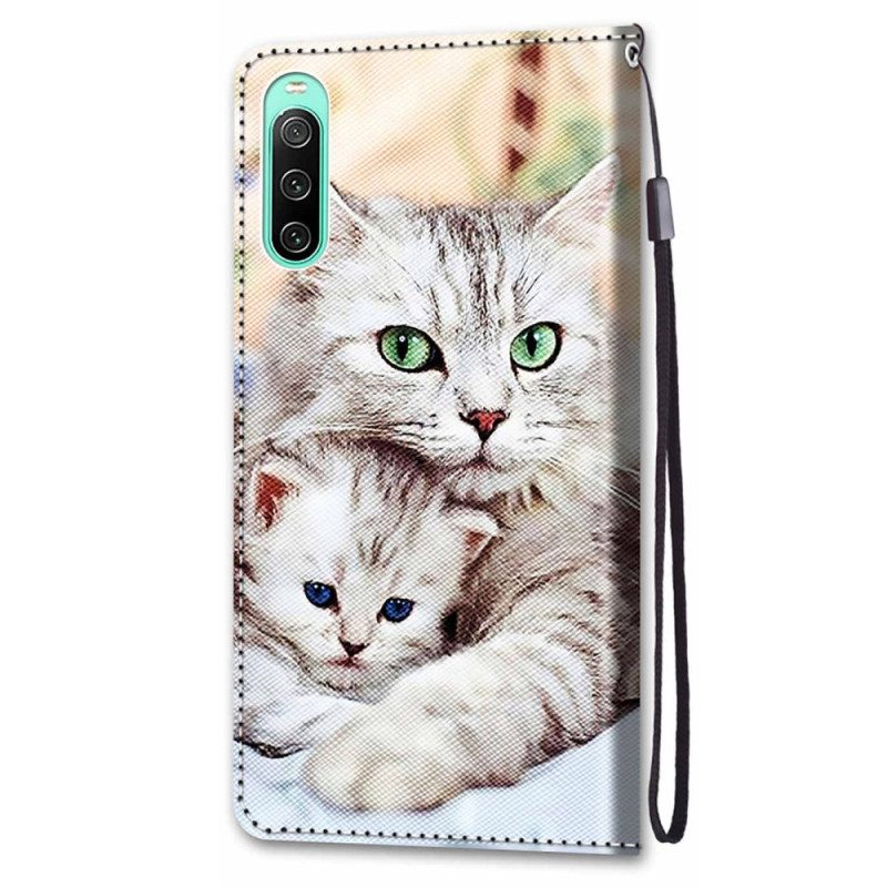 Custodia A Portafoglio Sony Xperia 10 IV Famiglia Di Gatti