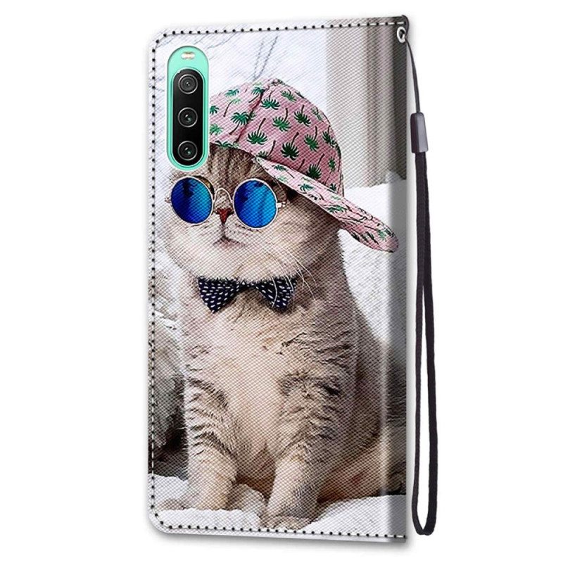 Custodia A Portafoglio Sony Xperia 10 IV Yo Cat Con Cinturino