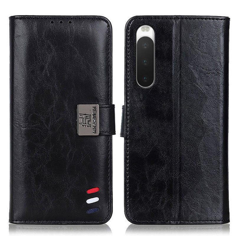 Custodia in pelle Sony Xperia 10 IV Chiusura In Argento Tricolore