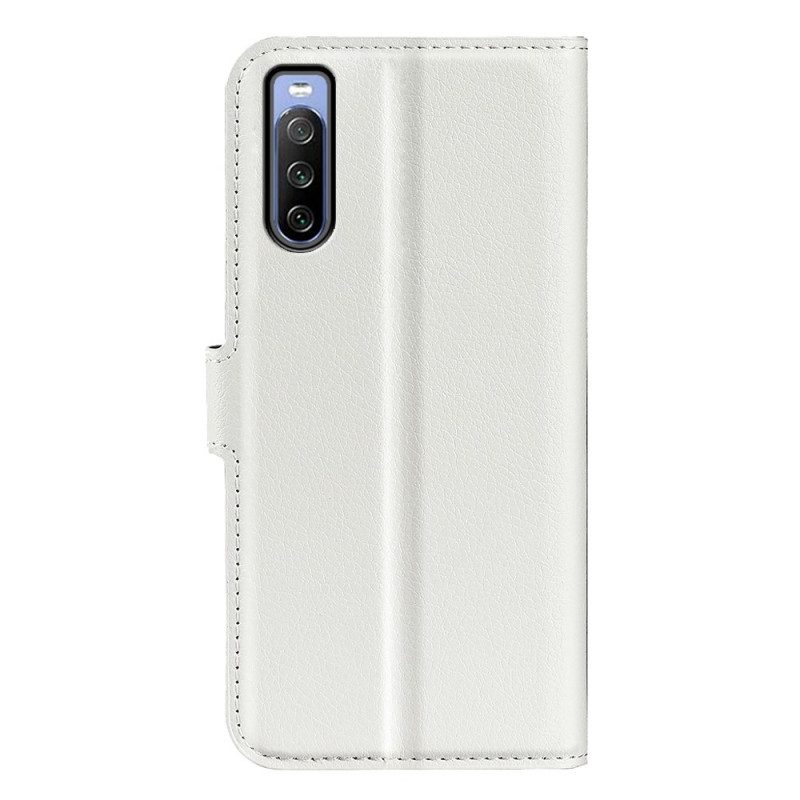 Custodia in pelle Sony Xperia 10 IV Classica Ecopelle Litchi