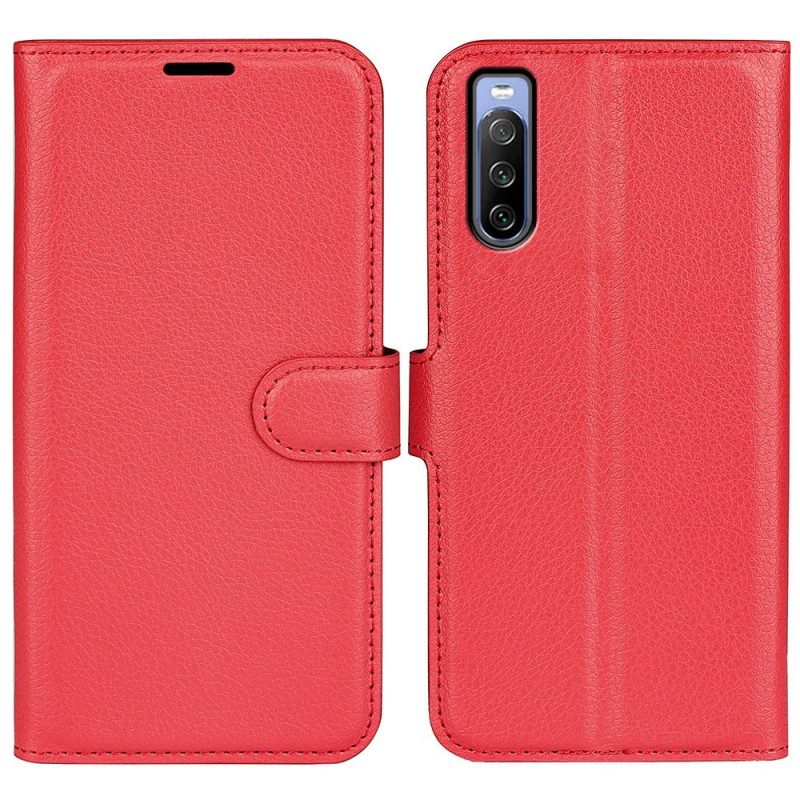 Custodia in pelle Sony Xperia 10 IV Classica Ecopelle Litchi