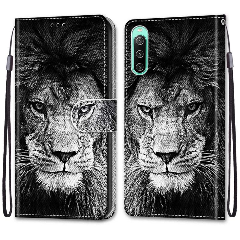 Custodia in pelle Sony Xperia 10 IV Cordino Leone