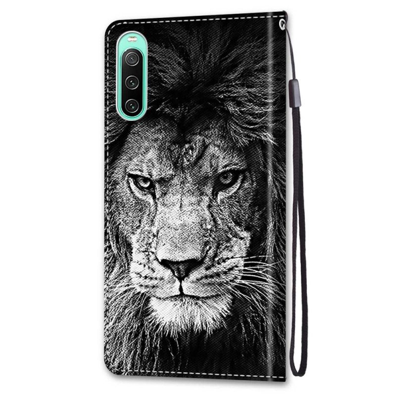 Custodia in pelle Sony Xperia 10 IV Cordino Leone