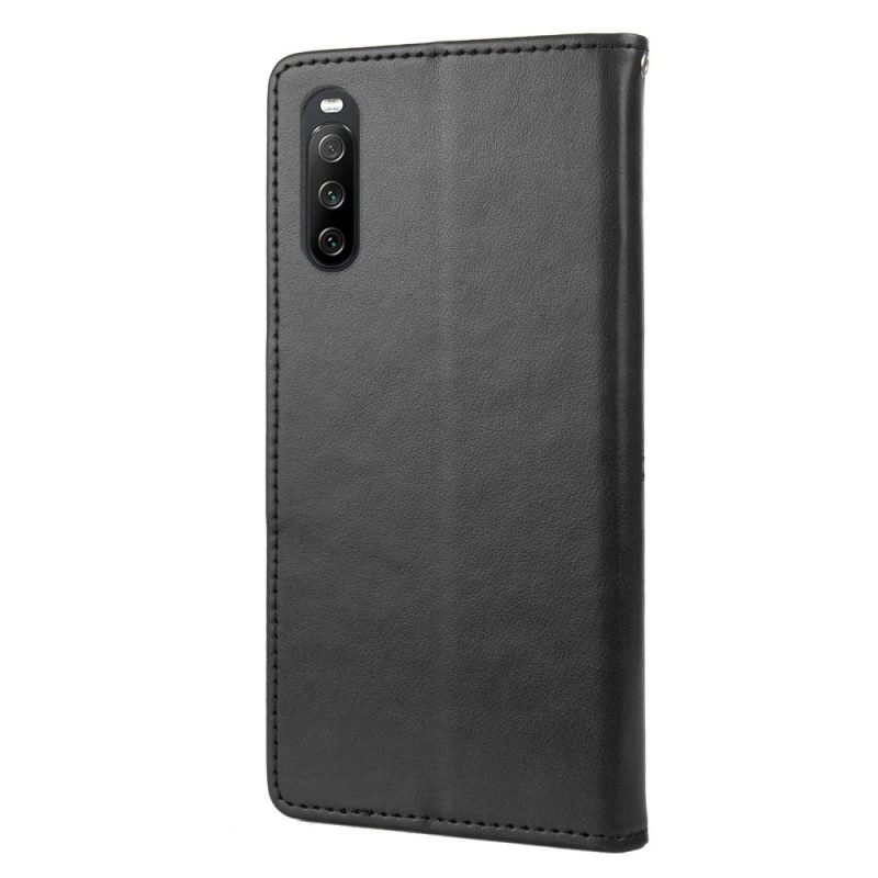 Custodia in pelle Sony Xperia 10 IV Fiori E Farfalle