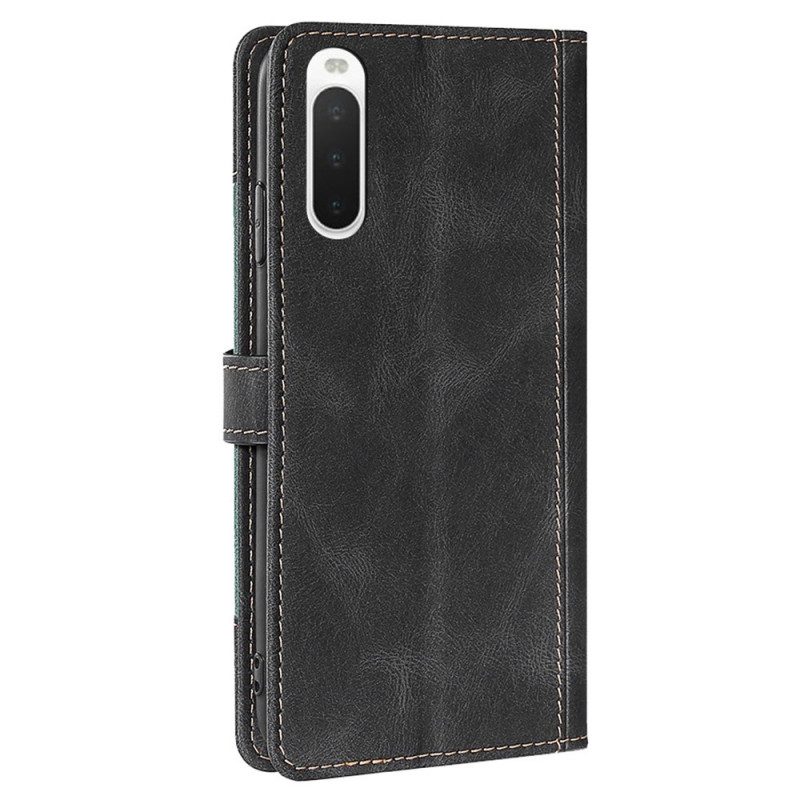 Custodia in pelle Sony Xperia 10 IV Floreale Bicolore