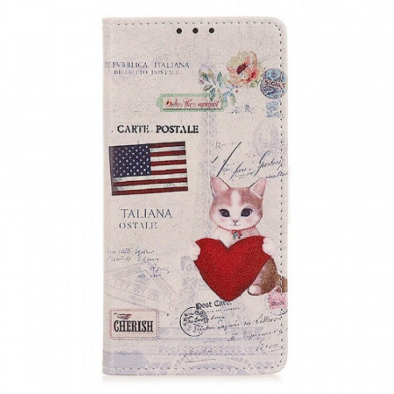 Custodia in pelle Sony Xperia 10 IV Gatto Viaggiatore