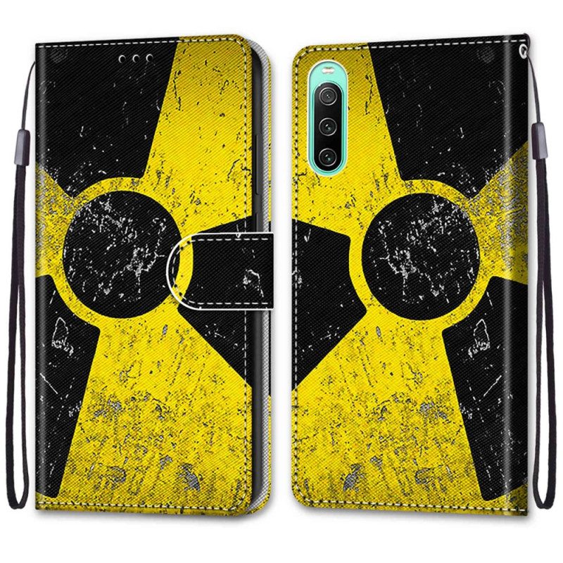 Custodia in pelle Sony Xperia 10 IV Giallo E Nero