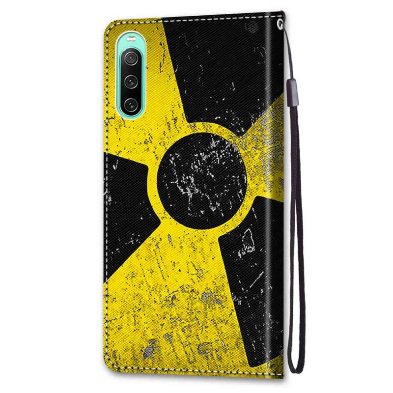 Custodia in pelle Sony Xperia 10 IV Giallo E Nero