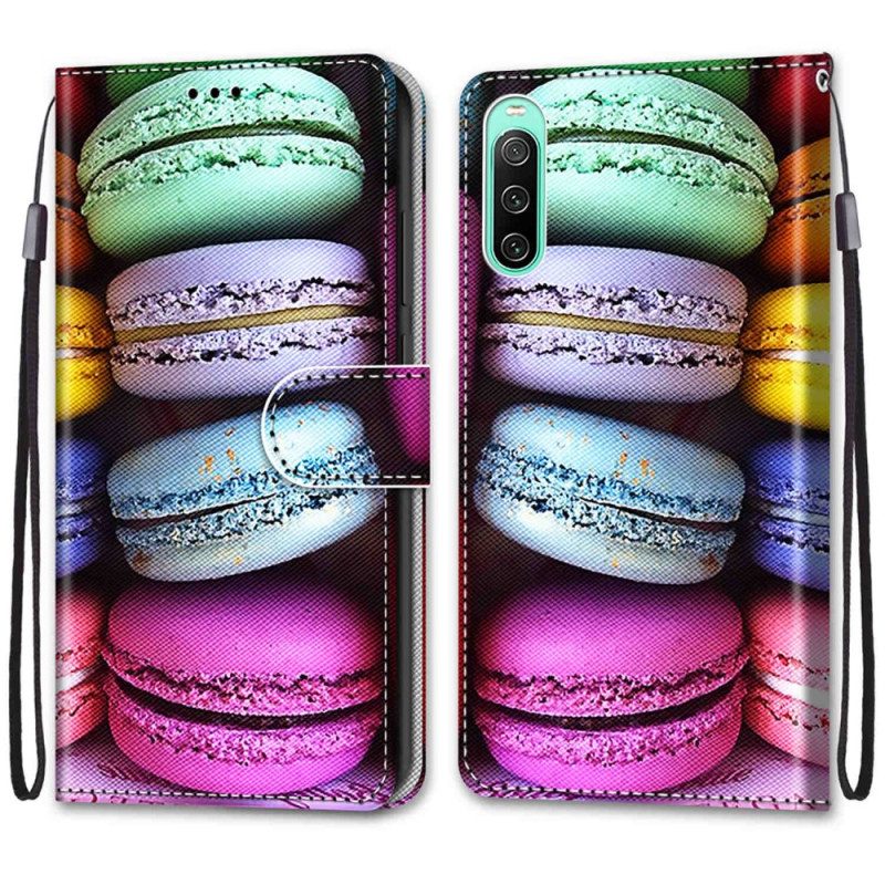 Custodia in pelle Sony Xperia 10 IV Macarons