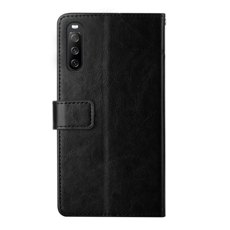 Custodia in pelle Sony Xperia 10 IV Motivo A Y Con Spalline