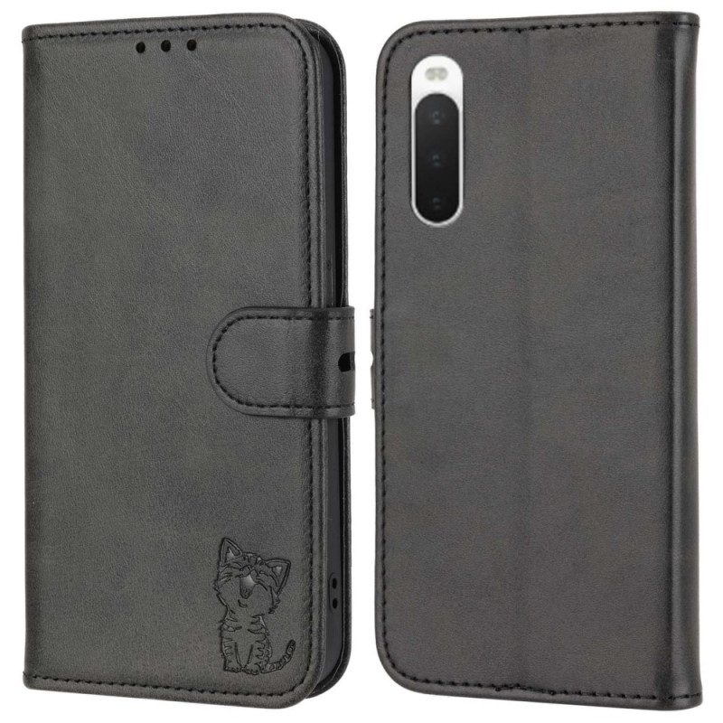 Custodia in pelle Sony Xperia 10 IV Piccolo Gattino