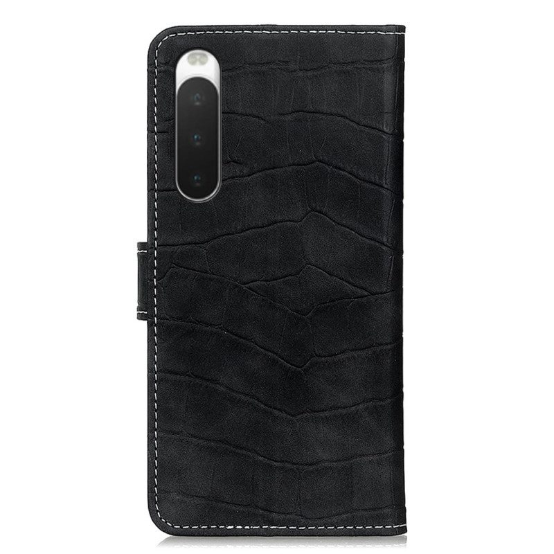 Custodia in pelle Sony Xperia 10 IV Stile Pelle Di Coccodrillo