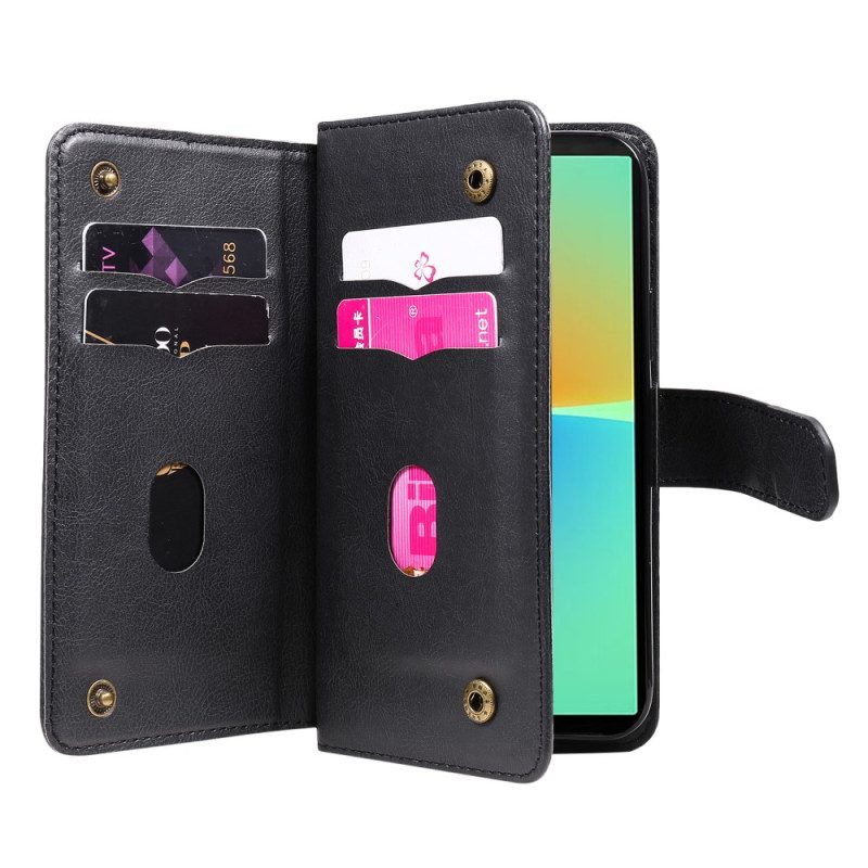 Custodia in pelle Sony Xperia 10 IV 10 Titolari Di Carte