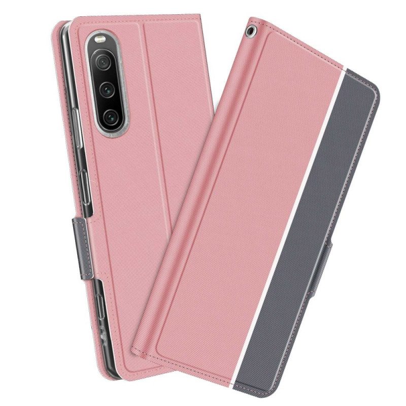 Folio Cover Sony Xperia 10 IV Custodia in pelle Bicolore Baiyu