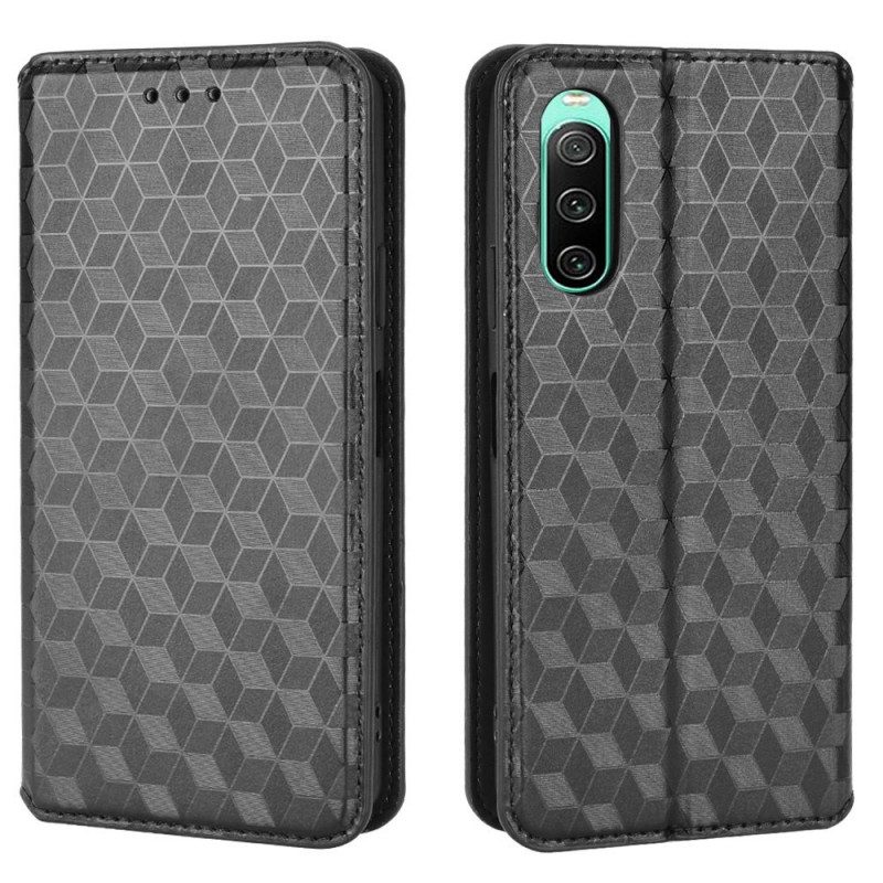 Folio Cover Sony Xperia 10 IV Custodia in pelle Cubi 3d