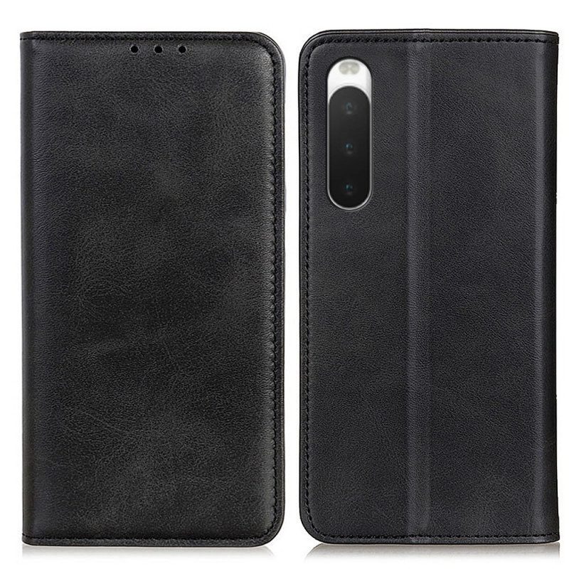 Folio Cover Sony Xperia 10 IV Custodia in pelle Cuoio Spaccato