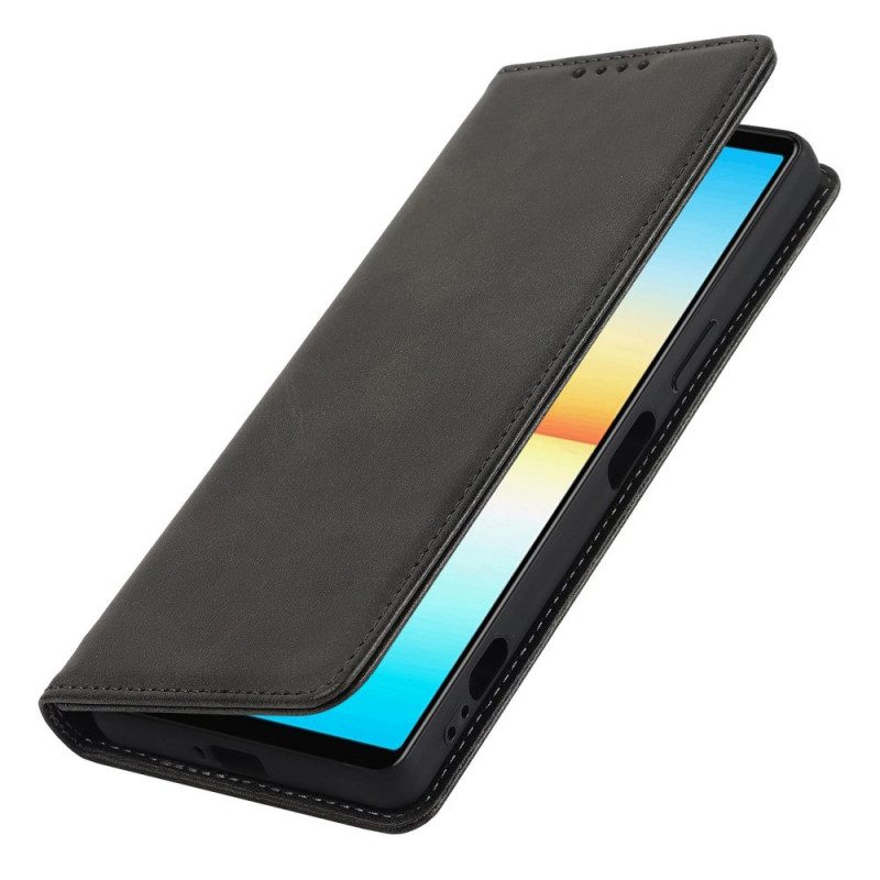 Folio Cover Sony Xperia 10 IV Custodia in pelle Disegno Classico